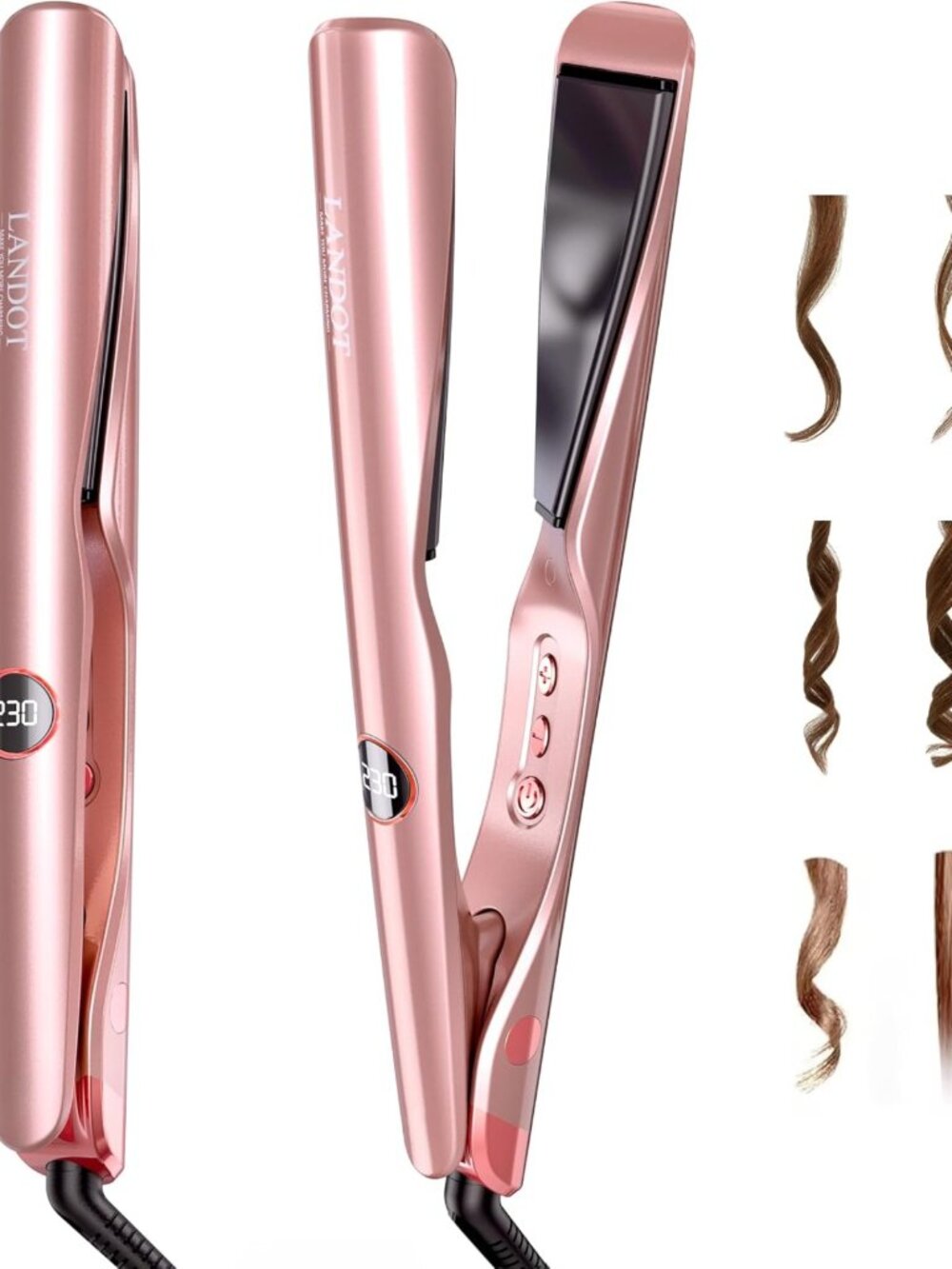 2-in-1 Hair Straightener & Curler, Dual Voltage Twist Flat Iron, 1" Styling Tool